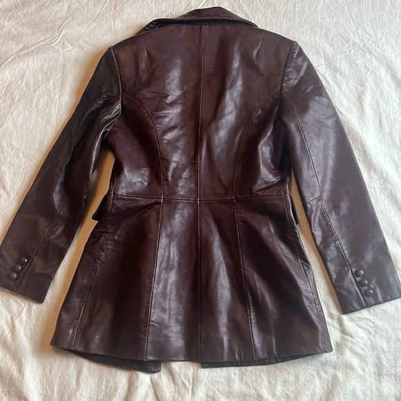 Vintage Bebe leather jacket leather buttons Brown Medium - Picture 8 of 16